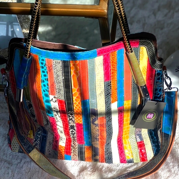 Patchwork Leather tote ( Check closet for jacket in the pictues) - Picture 4 of 8